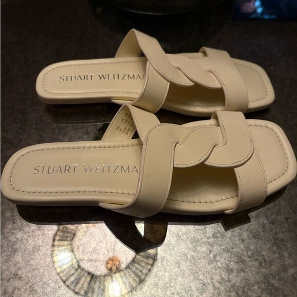 Stuart Weitzman Ibiza Slide Sandals in Alabaster - Picture 4 of 6